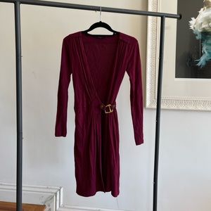Burgundy Gucci Buckle Dress